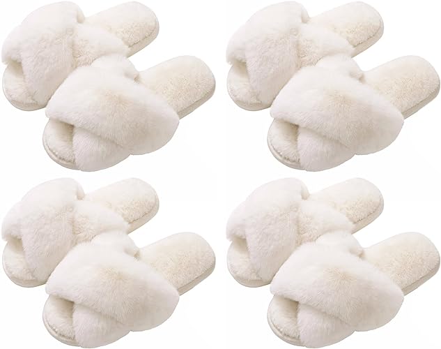 Women's Fuzzy Slippers, House Slippers, Open Toe Slippers Women's Fuzzy Slippers, House Slippers, Open Toe Slippers
